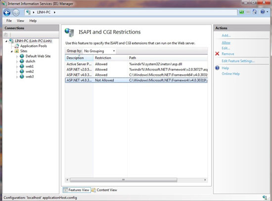 Hướng dẫn cấu hình IIS 7.5 chạy Website ASP.NET 4.0 trở lên