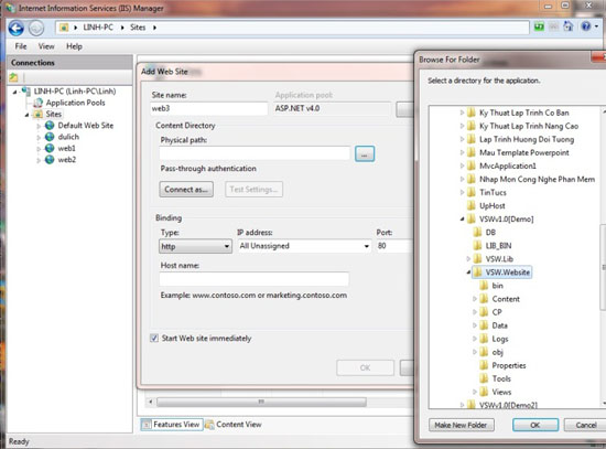 Hướng dẫn cấu hình IIS 7.5 chạy Website ASP.NET 4.0 trở lên